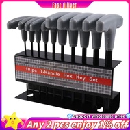 JR-10PCS Imperial Hex Key T-Handle Set 3/32"-3/8" T-Handle Allen Wrench Set with Storage Rack for Au