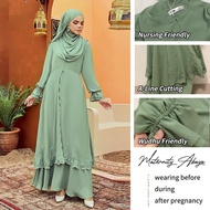 Abaya jubah muslimah embroidery Chiffon Baju Mengandung baju raya zip nursing friendly Maternity dress pregnant dress