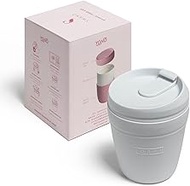 Swanz Porcelain Coffee Travel Mug with Leakproof Lid, Reusable Insulated Ceramic Tea Cup with Silico