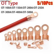 LUCKYSTORE 5/10Pcs OT Wire Nose Terminal Crimp, OT Type Copper OT Cable Connector Kit, Non-Insulated