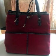 Kate Spade Vintage Preppy Maroon Red Canvas Bucket Bag