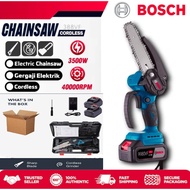 BOSCH Chainsaw Cordless 6inch Chainsaw Battery Saw Pruning Saw Gergaji Elektrik Potong Kayu