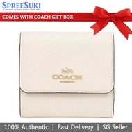 Coach Wallet In Gift Box Small Wallet Chalk Floral Leather Small Trifold Wallet Chalk Off White # CH604