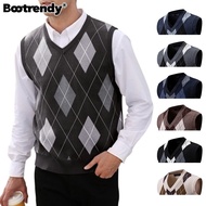 Men's V-Neck Knitting Vest Classic Sleeveless Pullover Sweater Vest Argyle Knitted waistcoat Sweater