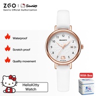 ZGO x Sanrio HelloKitty Quartz Watch For Woman Girls Leather Waterproof Luminous Gold Casual Retro S