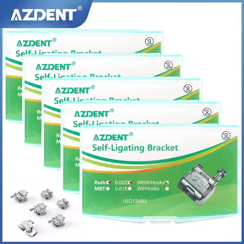 5 Packs AZDENT Dental Orthodontic Braces Passive Self-Ligating Brackets With Buccal Tube Mini MBT / 
