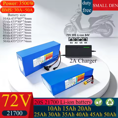72V 50Ah 35Ah 25Ah 10Ah 21700 lithium battery pack with built-in BMS 0-3500W motor high-power rechar