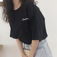 日本 GRL - 美式簡約刺繡logo寬版T恤-黑色 (F)