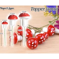 Cake topper mushroom-shaped craft decoration/, tancep model, size s (7 x 1.5 cm) m (9 X2.5 cm) L (9.
