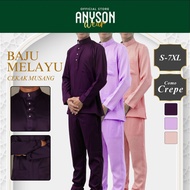 ANYSON WEAR Baju Melayu Tailor Fit Plus Size 7XL Lelaki Dewasa (Purple/Red/Merah/Ungu) | Baju Raya