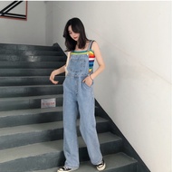 Women's Korean Denim Jumpsuit Fashion Loose Thin Long Rompers