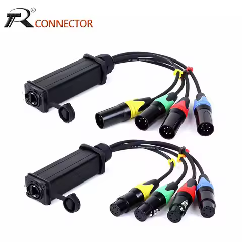 4 Channel 5Pin XLR Male+Female Multi Network Receiver to Ethercon Cable-XLR,DMX Channels Over STP RJ