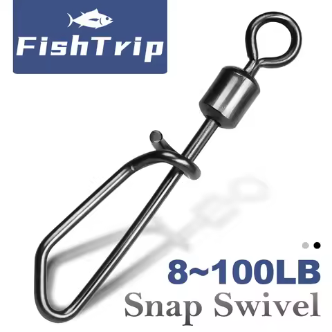 FishTrip Fishing Snap Swivel 10~100Pcs Covert Link Lok Rolling Swivels Lures Connection Snap for Hel