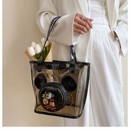 KY@D Internet Celebrity Transparent Jelly Bag Women2022New Niche Large Capacity Cartoon Three-Dimensional Mickey Handbag