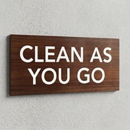 LE Acrylic Sign Clean As You Go Standard 9.5 x 4.3 in (1.8mm) Restaurant Cafe Store Shops Sign