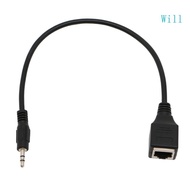 Will 12inches 2 in 1 3 5mm Jack Male Aux  Cable to RJ45 Socket Ethernet Adapter Wire Stereo Accessor