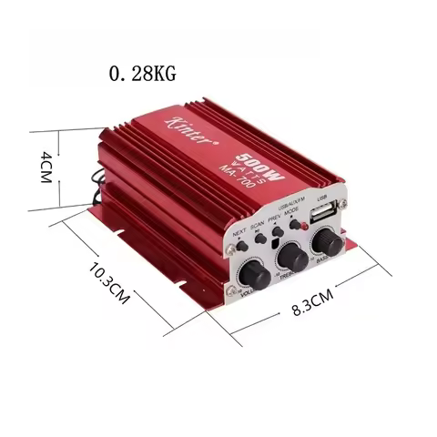 for Kinter MA-700 Auto Car 2 Channels Audio AMP Amplifier Support USB MP3 FM Input with Remote Contr