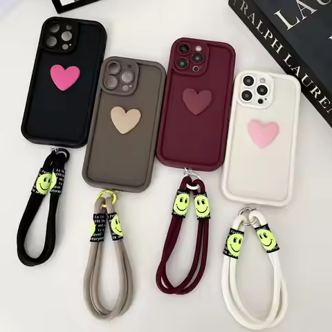 For Samsung Galaxy S24FE Cases Samsung M33 M14 M34 M54 5G S24 A750 A10 With Hanging Rope 3D Love Hea
