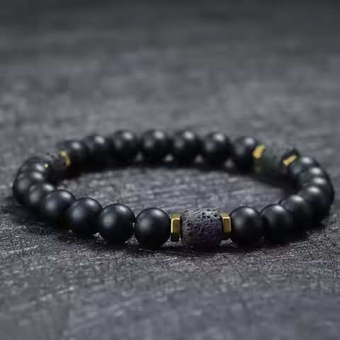 Unique Natural Stone Bracelet Men 8mm Obsidian Tiger Eyes Beaded Braclet Homme Hand Accessories Blac