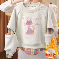 Qianqian New Product Launch Girls Winter Clothes Sweatshirt Medium Big Children Fleece Lining 2025 N