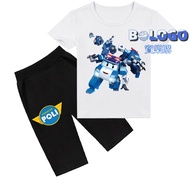 Deformed Police Car Polly Short-Sleeved T-Shirt poli Shorts Suit