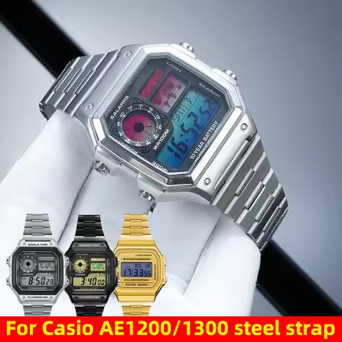 AE1200 Stainless steel strap For Casio Small Square AE-1200/1300/1000 W-218 W-800 A168/A158 Metal Ch