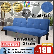 (READY STOCK) EZLiving : 3 SEATER Sofa Bed [164cm] Velvet (crystal) / Sofa Katil 3 DUDUK [164cm] Kai