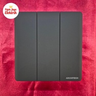 V20-K03A-BK Triple Switch 3 Gang 1 Way Switch Elegante Black Architech