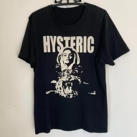 Hysteric Glamour 90s Retro Style Charcoal Reprint T Shirt for Men Women Y2k Graphic Short Sleeve Shi