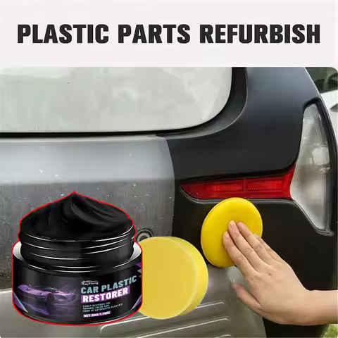 Car Plastic Restorer & Polish Gel for Dashboard, Trim, Tires Restores Black Color Shine Cleans Stain