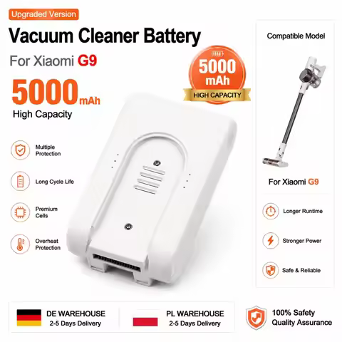 25.2V 5000mAh Rechargeable Battery for Xiaomi Vacuum Cleaner G9 G10 T10 R10 S1, Replacement Li-ion B