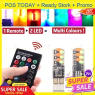2PCS REMOTE T10 LED BULB Multi Colour Remote Control Kawalan Jauh Kereta Car Motor Lampu Kecil Numbe