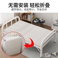 Metal Bed Frame Single Foldable Bed Single Folding Bed S Delivery To SG ingle Person Portable Household Simple Lunch Break Accompanying Hard Board Practical 单人床