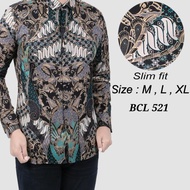 KEMEJA Batik, Men's slimfit Shirt, Men's slimfit Shirt, Long Sleeve cowo batik Shirt D 822-8. M