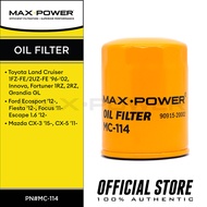 MAX POWER MC-114 Oil Filter for Toyota Land Cruiser 1FZ-FE/2UZ-FE 1996-2002, Innova, Fortuner 1RZ, 2
