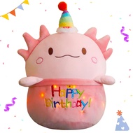 Axolotl Stuffed Animal Plush Toy, 10in LED Light Up Happy Birthday Plush Doll Plushies Pillow for Ax