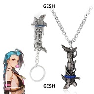 GESH Jinx Keychain, Game League of Legend Arcane Arcane Necklace Jewelry,  Game Accessories LOL Meta