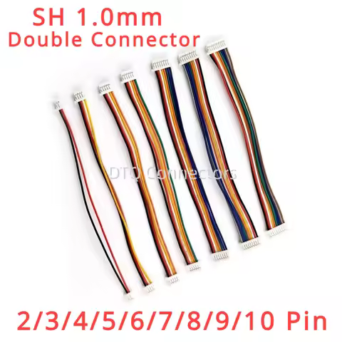 10Pcs Mini Micro SH 1.0mm 2P 3P 4P 5P 6P 7P 8P 9P 10Pin JST Double Connector Plug Wires Cables 100MM