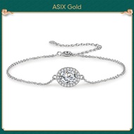 ASIX GOLD Womens 18K White Gold Bracelet Colorful High Quality Moissanite Bracelet