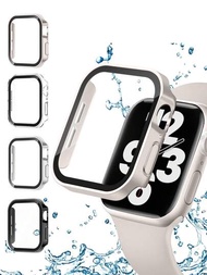 4入組星空/銀色/透明/黑色高端霧面pc手錶殼,搭配鋼化玻璃屏幕保護貼,360度保護apple Watch 40/41/44/45/49mm,適用於apple Watch系列9/ultra/8/7/6/se/5/4配件
