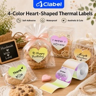 Clabel Heart Shape Thermal Label Sticker Waterproof Printer Paper Roll for Gift Bakery Small Busines
