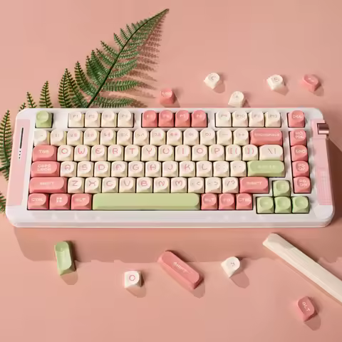 MOA Keycaps 130 Keys PBT Double Shot Pink Green Brown for 64 68 75 84 96 980 100 Mechanical Keyboard
