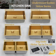 Sorento SUS304 Undermount Kitchen Sink Golden Yellow Series | Kitchen Sink & Tap Combo