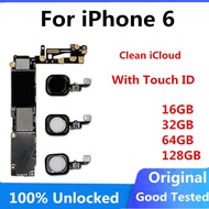 Original unlocked for iphone 6 Motherboard With Without Touch ID for iphone 6 Logic boards,16g 64g 128g full chips with IOS