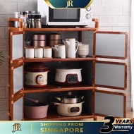 JR SSL Kitchen Cabinet Storage Cabinet Cupboard Stainless Steel Household Economical Wooden Grain Simple JP