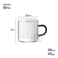 Tea Cup Borosilicate Mini 100ml Cangkir Gelas Teh Kecil Kaca Pegangan Warna Warni Cantik
