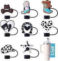 8-Piece west cowboy Straw Covers for Stanley Cup, 0.4in/10mm Diameter Straw Toppers Cap,Compatible w