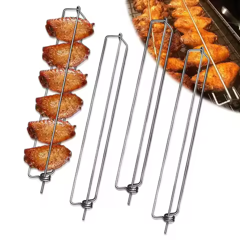 4Pcs Chicken Wing Rails For Grilling Stainless Steel Clamping Chicken Wing Rack BBQ Wing Rails Grill