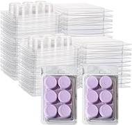 JMIATRY 150 Packs Wax Melt Containers Plastic Wax Melt Molds Clamshells for Wax Melts Clear Wax Melt Clamshells, Empty Candle Melt Molds, 6 Cavity, Round Shape