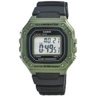 【柒號本舖】CASIO 卡西歐野戰電子錶-綠 # W-218H-3A (台灣公司貨)
